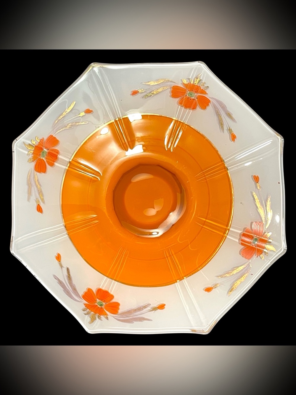 Vintage 1930s Indiana Glass Modern Classic Hexagon Pedestal Console Bowl Platter - Picture 5 of 15